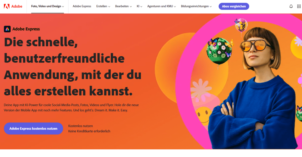Adobe Express Online Grafikbearbeitung