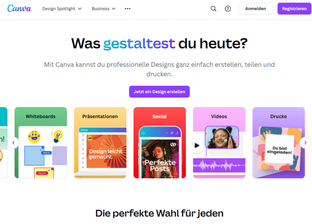Canva Online Grafikbearbeitung